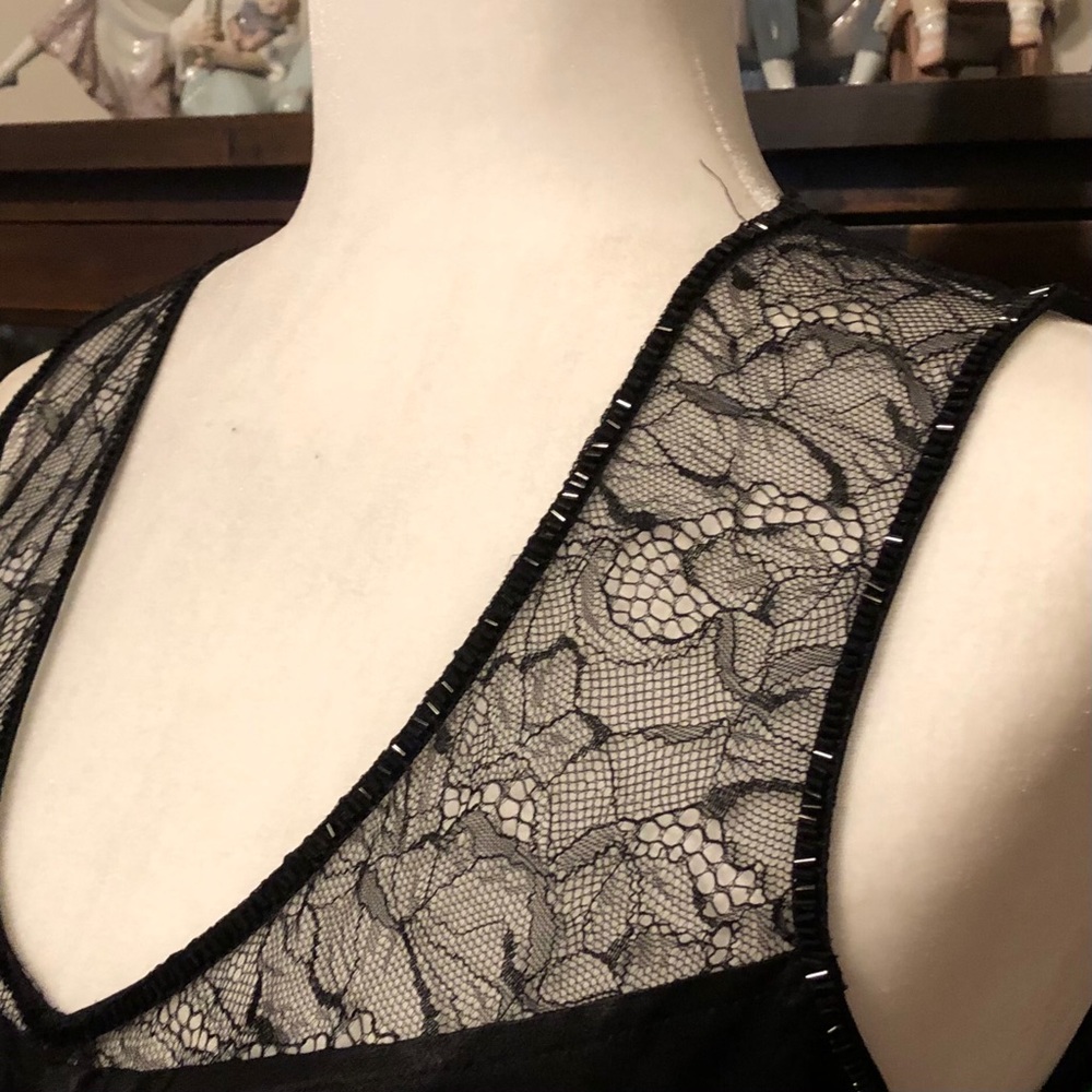 DKNY Black Lace and Sateen Slip Dress Size 8